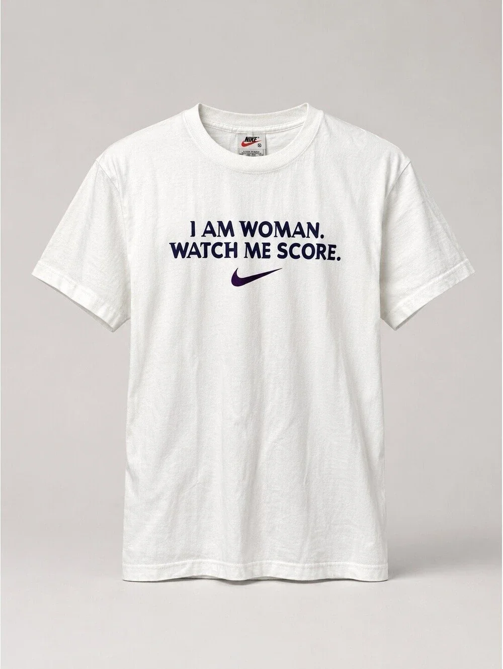 90’s Rare Nike “I Am Woman. Watch Me Score.” White Graphic T-Shirt